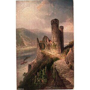 Ruine Ehrenfels Vintage German Postcard No 102 Binger Loch Scenic Rhine River